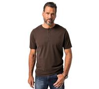 JP 1880 Hommes Grandes Tailles L-8XL T-Shirt Henley, Collection Basic. Manches Courtes et Patte de Boutonnage Marron foncé 3XL 726695117-3XL
