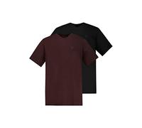 JP 1880 Hommes Grandes Tailles L-8XL T-Shirts, Collection Basic, Lot de 2. Col en V et Manches Courtes Bordeaux XXL 711318110-XXL