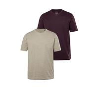 JP 1880 Hommes Grandes Tailles L-8XL T-Shirts, Collection Basic, Lot de 2. Col en V et Manches Courtes - Jusqu'au 8XL Aubergine 3XL 711318114-3XL