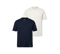 JP 1880 Hommes Grandes Tailles L-8XL T-Shirts, Collection Basic, Lot de 2. Col en V et Manches Courtes chiné Naturel XL 711318201-XL
