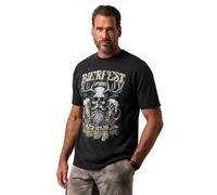 JP 1880 Hommes Grandes Tailles T-Shirt, Manches Courtes et col Rond, imprimé Style Bavarois Traditionnel - Jusqu'au 8 XL Noir L 841288100-L