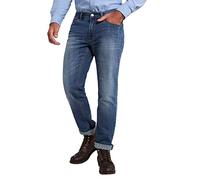 JP 1880 Hommes Jusqu'au 68 - Jean Straight Fit 5 Poches en Tissu Ultra-Stretch à Look usé et détails, Noir, 56