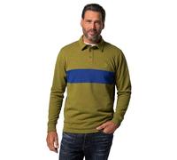JP 1880 Hommes Sweat-Shirt de Rugby. Rayures sur la Poitrine. Col Polo à Boutons-Pression - Jusqu'au 8 XL Cactus 8XL 828741433-8XL