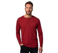 JP 1880 Hommes T-Shirt Henley, Manches Longues et Patte de Boutonnage, Collection Basic - Jusqu'au 8 XL Rouge Pur 6XL 702555546-6XL