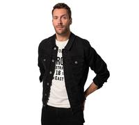 JP 1880 Hommes Grandes Tailles L-8XL Veste en Jean, 4 Poches et Patte de Boutonnage, Jusqu'au 8 XL Noir 5XL 836791100-5XL