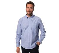 JP 1880 Leinenmixhemd, Langarm, Buttondown-Kragen, Modern Fit Chemise, Gris/Bleu, 6XL Hommes