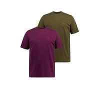 JP 1880 Lot de 2 t-Shirts à col Rond, Aubergine, 6XL Homme