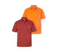 JP 1880 Poloshirts, Basic, 2er-Pack, Piqué, Gekämmte Baumwolle Chemise, Marron Rouille, 5X-Large Homme