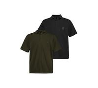 JP 1880 Poloshirts, Basic, 2er-Pack, Piqué, Gekämmte Baumwolle Polo, Branche d'avocat, XXL Homme