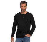 JP 1880 Shirt, Henley, Langarm, Knopfleiste, BIS 8XL, Noir (Schwarz), XXL Homme