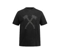 JP 1880 T- Shirt, Costume Traditionnel, Manches mi-Longues, Double axe, Look Vintage, imprimé sur la Poitrine, col Rond, Noir, XXXXXL Homme
