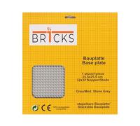JP BR1CKS Plaque de construction, 32 x 32 cm (25,5 x 25,5 cm), 1 plaque de serrage, compatible avec toutes les grandes marques, constructible des deux côtés, plaque (gris)