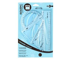 JPC 900018 - set de traçage ISOLIGN plastique incassable - règle 20 cm - 2 équerres et rapporteur