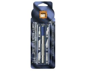 Jpc créations Scalpel Cutter Précision 140 mm + 6 Lames Gris/Bleu