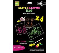 JPC SACHET DE 4 CARTES A GRATTER A4 "FLUO ASSORTIES" + 1 STYLET