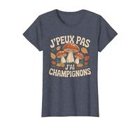 J'Peux Pas Champignons Chasseur De Champignon T-Shirt, Femme, Bleu Chiné, M