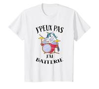 J'Peux Pas J'Ai Batterie Licorne Maillot Batteur T-Shirt, Enfant, Blanc, 4 Ans