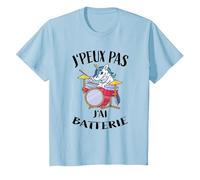 J'Peux Pas J'Ai Batterie Licorne Maillot Batteur T-Shirt, Enfant, Bleu Céleste, 10 Ans