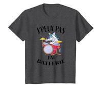 J'Peux Pas J'Ai Batterie Licorne Maillot Batteur T-Shirt, Enfant, Chiné Foncé, 12 Ans