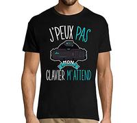 J'peux Pas J'Ai Mon Clavier Qui m'attend | T-Shirt Homme Humour/Fun/Drôle pour Les Gamers/Fans de Jeux vidéo S