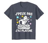 J'peux Pas J'Ai Platine | Humour DJ Disc Jockey Cadeau Fun T-Shirt, Enfant, Bleu Chiné, 2 Ans