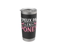 J'Peux Pas J'Ai Poney Humour Équitation Cadeau Cavalière Gobelet isotherme en acier inoxydable double paroi