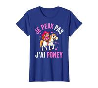 J'peux Pas J'Ai Poney Humour Fille Équitation Cavalière T-Shirt, Femme, Bleu Royal, XS