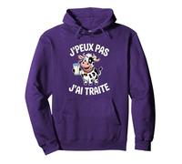 J'peux Pas J'Ai traite Humour Agriculteur Vache Fermier Sweat à Capuche, Unisexe pour Adultes, Violet, L