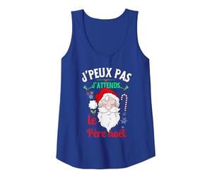 J'Peux Pas J'attends Le Père Noël Joyeux Noël 2025 Débardeur, Femme, Bleu Royal, S