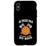 J'Peux Pas Je Dois Faire du Bois Tronçonneuse Drole Bûcheron Coque pour iPhone X/XS