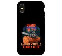 J'Peux Pas Je Dois Faire du Bois Tronçonneuse Drole Bûcheron Coque pour iPhone X/XS