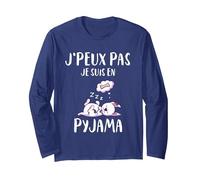 J'Peux Pas Je suis en Pyjama Cadeau Amusant avec Un Chien Manche Longue, Unisexe pour Adultes, Bleu Marine, XXL