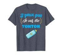 J'peux Pas Je Vais être Tonton Futur Tonton Oncle Cadeau T-Shirt, Homme, Bleu Chiné, S