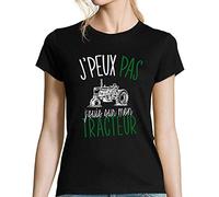 J'peux Pas j'suis sur Mon Tracteur | T-Shirt Femme Humour/Fun/Drôle pour Agriculteur et agricultrice passionés L