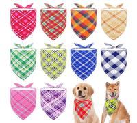JpGdn Lot de 10 bandanas à carreaux pour chiens de taille moyenne - Écharpe à bords cousus - Lavables - Pour garçons et filles - Accessoires de toilettage pour animaux domestiques