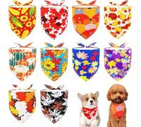 JpGdn Lot de 10 bandanas d'automne pour chiens de petite taille, chiots, chatons, mouchoir triangulaire, coutures triangulaires, citrouilles, feuilles de forêt, motif d'automne pour garçons et filles