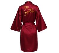 JPHCHSC Femme Peignoir Satin Team Mariée, Junggesellenabschied Kimonos, Brautjungfer Robes Col V avec Ceinture, Robe de Demoiselle d'honneur