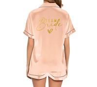 JPHCHSC Hen Party Team Bride Pyjama Set déTé Femme en Satin de Soie pour Femme pour Femme, Pyjama Set déTé Femme en Satin de Soie pour Femme de Mariage pour Fille 59