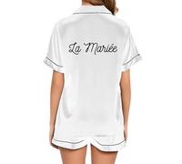 JPHCHSC Hen Party Team Bride Pyjama Set déTé Femme en Satin de Soie pour Femme pour Femme, Vetement de Nuit De Boutonnée Deux 19