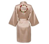 JPHCHSC Kimono Femme Mariage Satin Court Peignoir Bride Kimono Mariage Peignoir Bridesmaid Chemise de Nuit 119