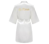 JPHCHSC Kimono Femme Mariage Satin Court Peignoir Bride Kimono Mariage Peignoir Bridesmaid Chemise de Nuit 19