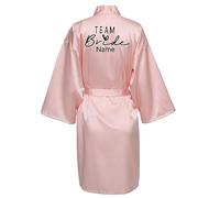 JPHCHSC Personnalisation Kimono de mariée ou de demoiselle d'honneur en satin à col en V oblique, pour fête de mariage 71