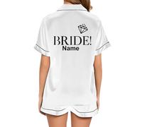 JPHCHSC Personnalisé EVJF-Pyjama Deux pièces en Satin de Soie pour Femme pour Femme, Décontracté, Enterrement de Vie de Jeune Fille, Mariage 43