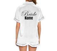 JPHCHSC Personnalisé Pyjama Deux pièces en Satin de Soie pour Femme Team Bride to Be Squad pour Femme, Enterrement de Vie de Jeune Fille, Evfj Hen Party 67