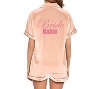 JPHCHSC Personnalisé Pyjama Deux pièces en Satin de Soie pour Femme Team Bride to Be Squad pour Femme, Enterrement de Vie de Jeune Fille, Evfj Hen Party 67