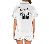 JPHCHSC Personnalisé Pyjama Deux pièces en Satin de Soie pour Femme Team Bride to Be Squad pour Femme, Enterrement de Vie de Jeune Fille, Evfj Hen Party 67