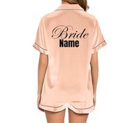 JPHCHSC Personnalisé Pyjama Deux pièces en Satin de Soie pour Femme Team Bride to Be Squad pour Femme, Enterrement de Vie de Jeune Fille, Evfj Hen Party 67