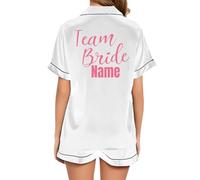 JPHCHSC Personnalisé Pyjama Deux pièces en Satin de Soie pour Femme Team Bride to Be Squad pour Femme, Enterrement de Vie de Jeune Fille, Evfj Hen Party 67