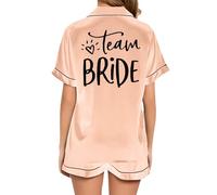 JPHCHSC Pyjama Set déTé Femme en Satin de Soie pour Femme Team Bride to Be Squad pour Femme, Enterrement de Vie de Jeune Fille, Evfj Hen Party, Pyjama pour Dames 27