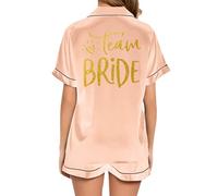 JPHCHSC Pyjama Set déTé Femme en Satin de Soie pour Femme Team Bride to Be Squad pour Femme, Enterrement de Vie de Jeune Fille, Evfj Hen Party, Pyjama pour Dames 27